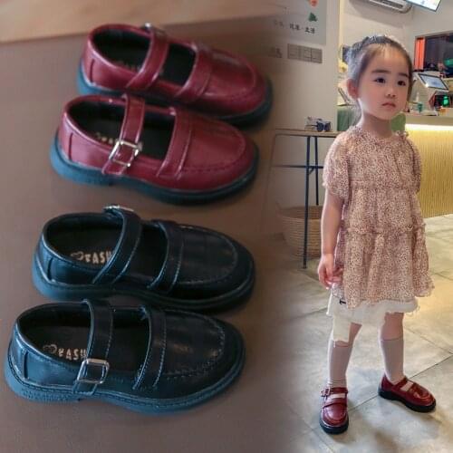 Girls Leather Shoes 2021new British Style Retro Princess Single Shoes Children Shoes Kids Princess Sweet Cute for Wedding Hot