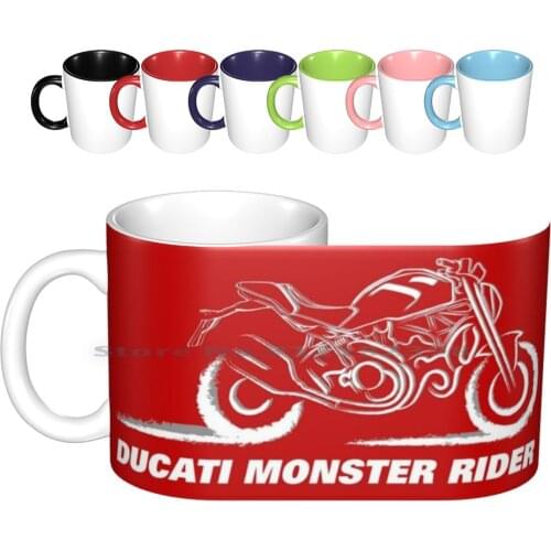 Monster Rider-On Red Ceramic Mugs Coffee Cups Milk Tea Mug Desmo Desmodromic Monster Italian Italy Motorcycle Bike Monster