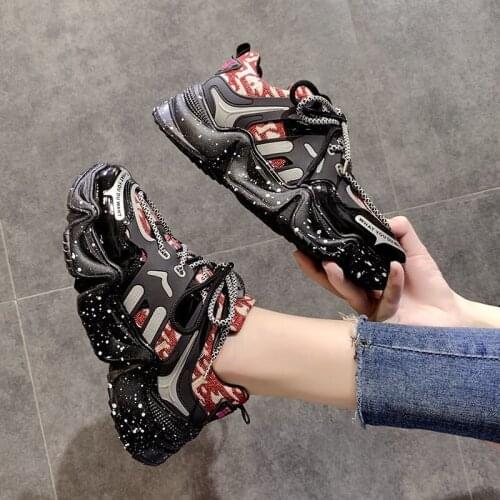 Brand Women Sneakers Fashion Dad Shoes White Chunky Sneakers Platform Sneakers Breathable Womens Vulcanize Shoes Tenis Feminino