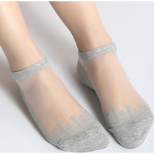 Summer Breathable Socks Womens Socks Crystal Thin Transparent Thin Silk Short10 pair/set