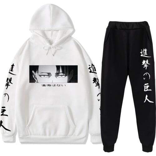 Anime Attack on Titan Levi Eren Men/Women Hoodie Suit Casual Wild Gothic Sweatshirt Unisex Manga Streetwear Oversize Tee Top