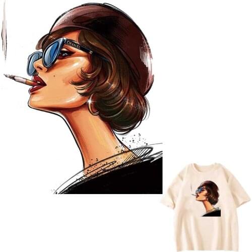 Personality Girl Patches For Clothes Washable Woman T-Shirts Heat Transfer Thermal Stickers Minimalist Trendy Iron On Appliqued