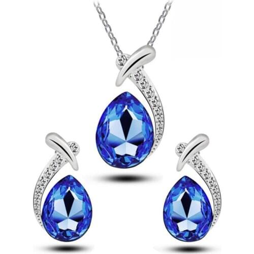 2020 New Short Clavicle Female Austrian Crystal Necklace Fish Mermaid Set + Earrings Exquisite Jewelry Gift
