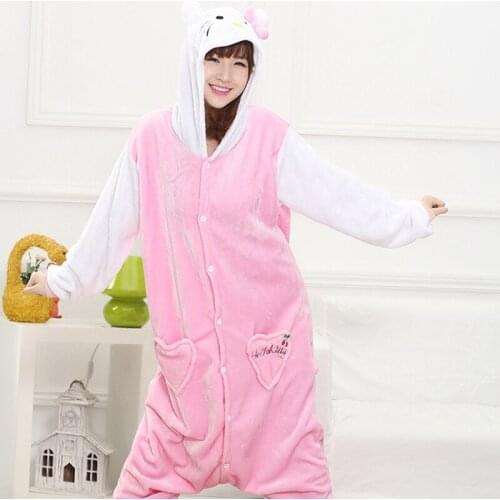 Cat Cartoon Design Animal Cosplay Pajamas Kids Boys Girls Flannel Sleepers Female Male Pijamas pyjamas Hooded Style