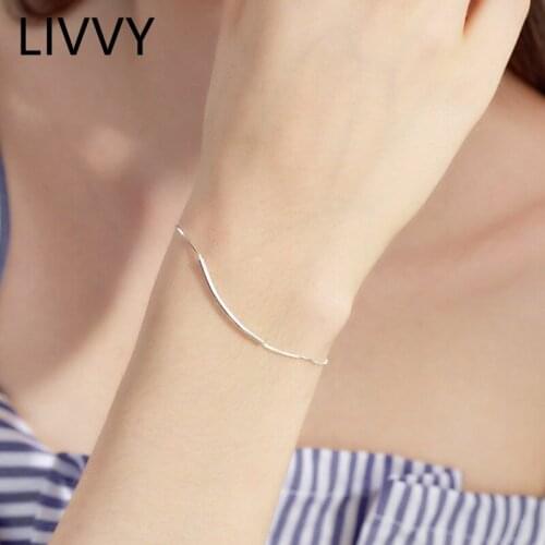 LIVVY Simple Fashion Silver Color Tube Box Bracelets & Bangles Charm Women Personality Weeding Brithday Gift