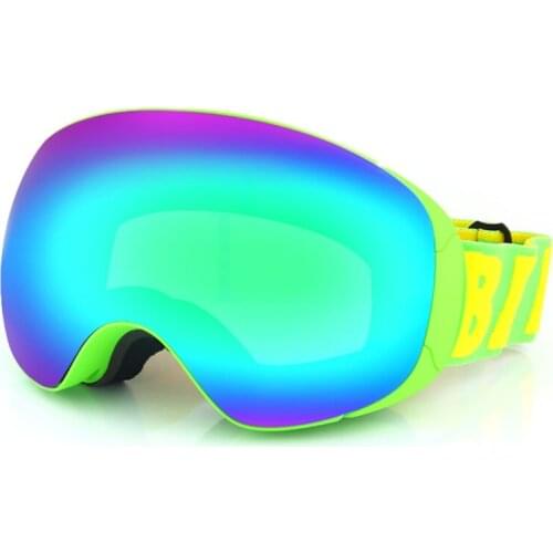 Colorful Electroplating Ski Goggles Spherical Ski Goggles Magnet Interchangeable Ski Goggles Black Frame Lenses Skate Glasses