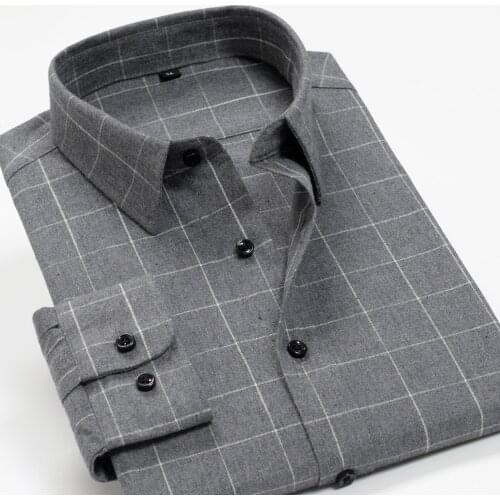 QUANBO Mens Button Down Regular Fit Long Sleeve Plaid Cotton Casual Shirts 2021new Arrivals Men Oversized Casual Fat Shirts