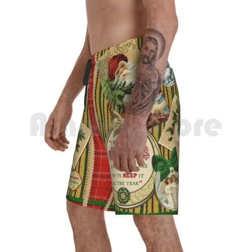 Christmas Carol Dickens Traditional Plaid Classic Quote Beach Shorts Men Beach Pants Swim Trunks A Christmas Carol