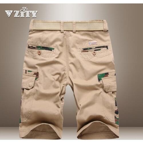 Mens Shorts Cargo Military Solid Casual Tactical Short Multi Pocket Fitness Loose Work Summer Male 4 Colors No Belt Pants 2021