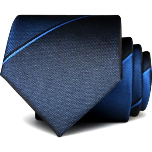 Blue Striped 7CM Business Neck Tie for Men High Quality Fashion Formal Gentleman 2.75" Necktie Gift Box