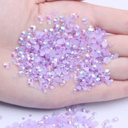 Resin Rhinestones Light Purple AB 500/1000pcs 2-6mm Round Flatback Non Hotfix Diamonds For Craft Fabric Wedding Dresses