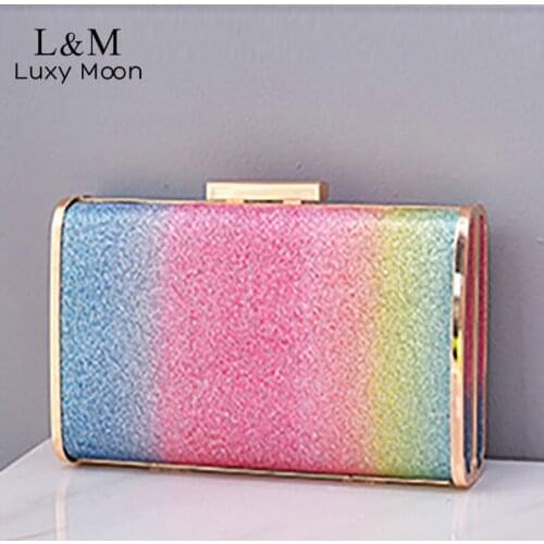 Mini Wedding Clutch Bag Women Elegant Party Evening Bag Rainbow Designer Purses And Handbags 2021 High Quality Shoulder BagX587H