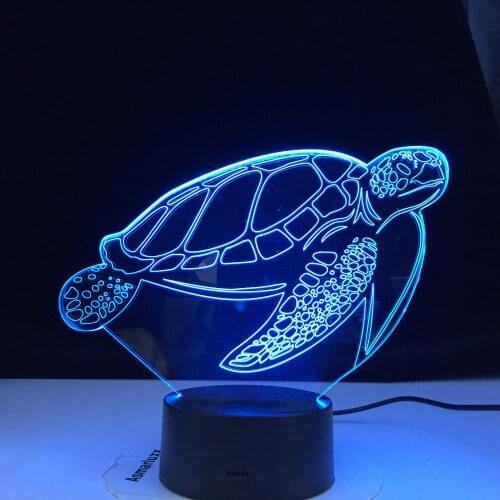 Animal Led Night Light Touch Sensor 7 Color Changing Decorative Lamp Children Kids Baby Kit Nightlight Sea Turtle 3D Lamp