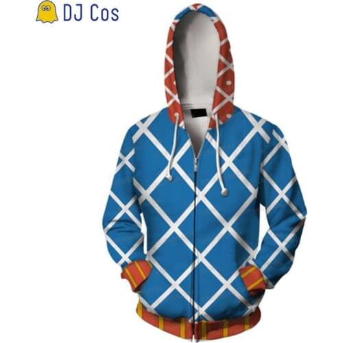 JoJos Bizarre Adventure Cosplay Sweater Guido Mista Hoodie Anime Clothes Jo Jo Kira Yoshikage Sweatshirt Zipper Hooded Jacket