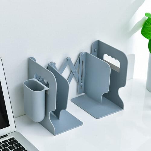 Retractable Bookends For Shelves Book Support Stand Bookshelf With Pen Holder Adjustable Bookends Book Rack Folder Book Stoppers