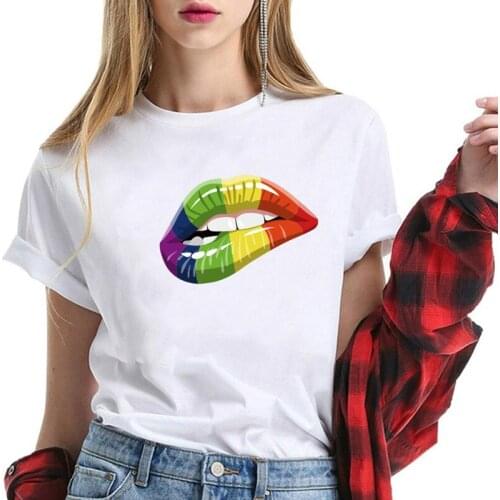 Hillbilly Multicolor Sexy Funny Lips T Shirt Slim Fit Cute Women Short Sleeve Female Tees Blusas Size S-2XL Casual Couple TShirt