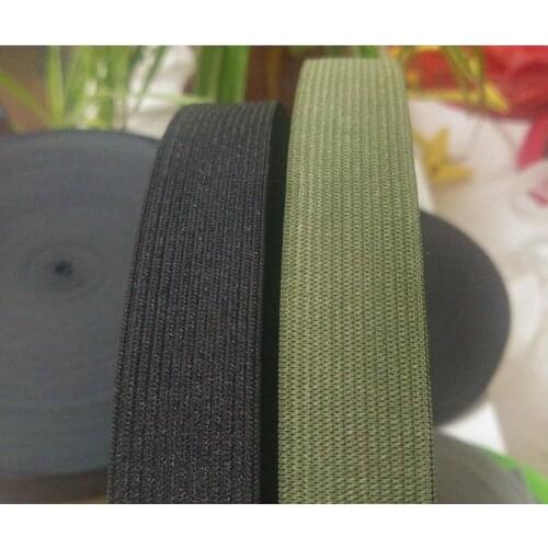 1" 25MM Width Black Olive High Quality Nylon Spandex Elastic Webbing Tapes Band 5M/Roll DIY Sewing Clothes Bags Outdoor Sports