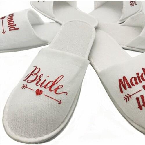 1 pair bride shower disposable wedding decoration bridesmaid bride soft slippers hen night single party supplies like gift-C