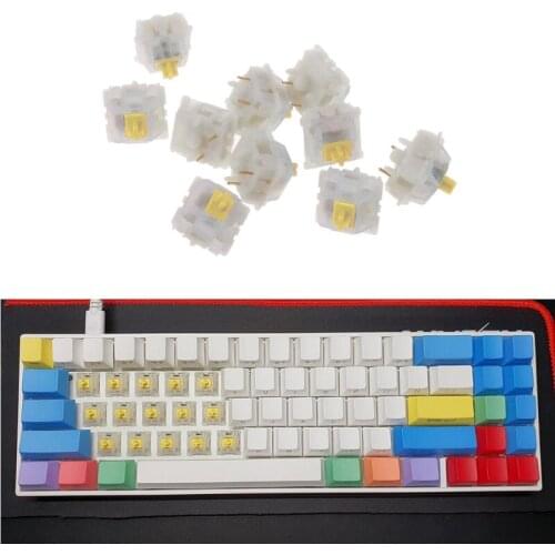 10pc Gateron Switches 5Pin Milky Yellow Switch for Mechanical Keyboard GK61 GK64 T84C