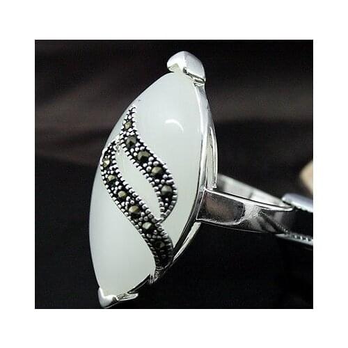 13*29MM WHITE OPAL STERLING SILVER 925 BALI HANDCRAFTED RING SIZE7/8/9/10 FOR VALENTICE DAYS GIFT 925