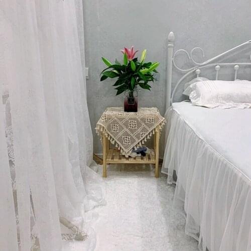 2PC/Set Lace White Sheer Curtains for Living Room Bedroom Window Treatment Finished Voile Drape Blinds W57Inch