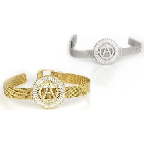 5pcs/lot Simple stainless steel letter bracelet Wristband type round letter bracelet for gifts