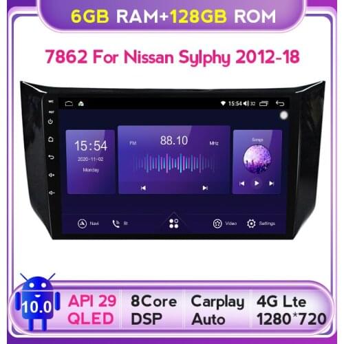 6G+128G QLED 5G WIFI Android 10 Car Radio Multimedia Video Player for Nissan Sylphy B17 Sentra 12 2013 2014-2017 GPS Navigation