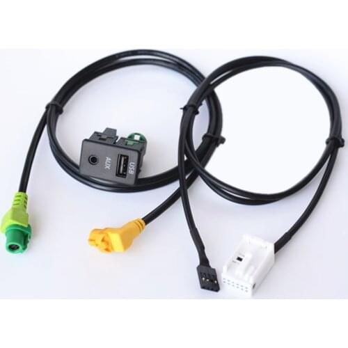 Car AUX USB Audio Cable Switch Plug Button for Volkswagen Passat B6 B7 CC Touran POLO Install RCD510 RCD510 Plus RNS315