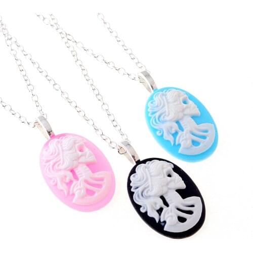 Free Shipping 3 Strands NKY LARGE SKELETON CAMEO 18inch NECKLACE GOTHIC EMO PUNK SKULL DARK VINTAGE STEAMPUNK