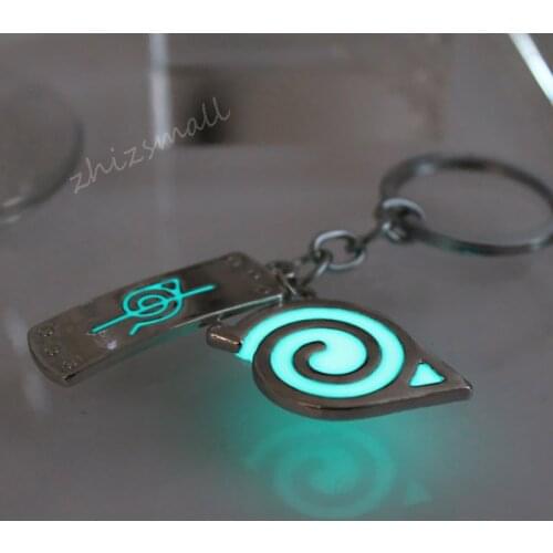 Naruto keychain Naruto Uzumaki Naruto Konoha Logo Anime Keychain key ring GLOW in the DARK Luminous keychain Pendants