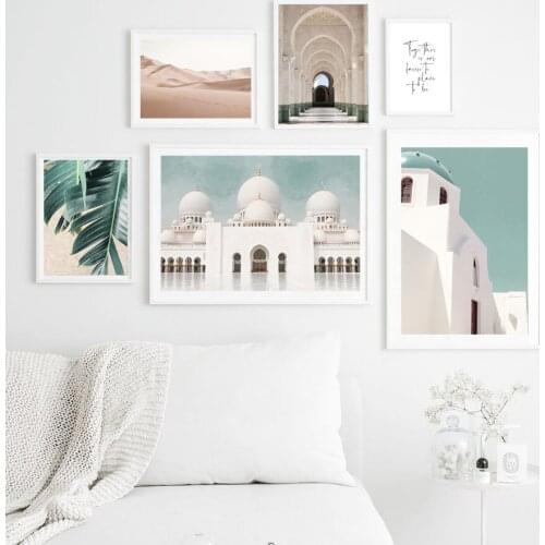 Church Banana Leaf Dune Building Quotes Wall Art Canvas Painting Nordic Posters And Prints Wall Pictures For Living Room Decor