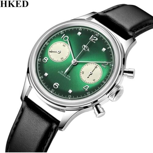 Men Mechanical Watches Air Force Pilot Chronograph HKED Seagull Movt Acrylic 1963 Limited Edition Waterproof Clock With Swanneck