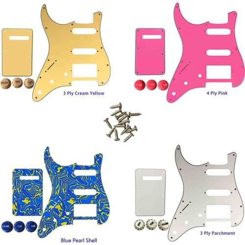 Guitar Parts -For Left Handed USA/Mexico Fd Strat 72'11 Screw Hole Standard Hss PAF Guitar Pickguard & Back Plate & Control Knob