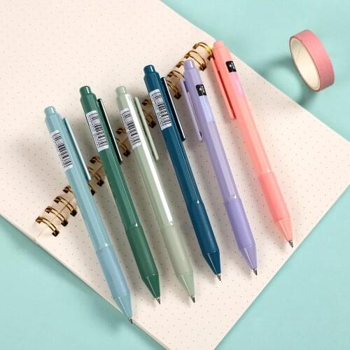 JIANWU 6pcs/set NUSIGN Series Press Black 0.5mm Gel Pen Small Fresh Bullet Nib Neutral Pen School Supplies for Student Kawaii