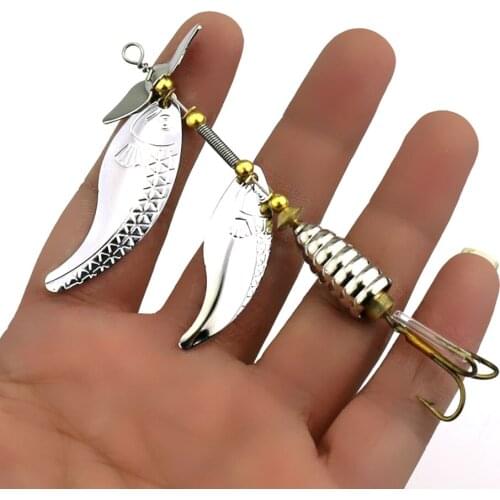 HENGJIA 1PC Rotating Double Sequin Bait 10CM-14.6G Artificial Bait Hard Spinner Lure Fishing Tackle