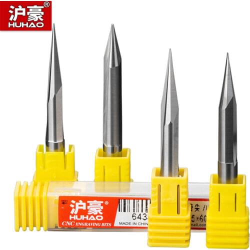 HUHAO 5pcs/lot Shank 6mm 2 Flutes Engraving Bits Deep Cutter CNC Carving V Type Bits Carving Machine Tools 50mm End Mill