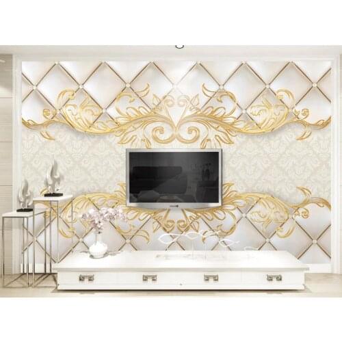 Customized 3D mural wallpaper 3D three-dimensional European pattern soft package TV background wall decoration painting