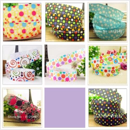 YJHSMY 8 Style 5yard/lot 1532719,7/8'' 22MM Printed grosgrain dots ribbon, DIY handmade materials,headwear accessories,wedding