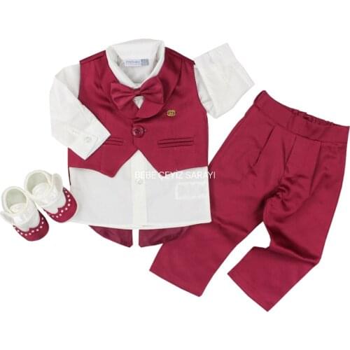 Boy suit,baby outfit,baby special day costume and shoes set,christening costume,circumcision costume,baby tuxedo with shoes
