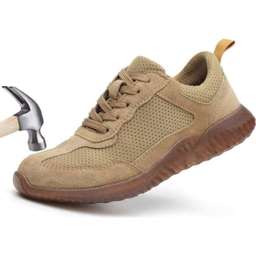 Indestructible Safety Shoes Men Leather Work Boots Combat Safty Steel Toe Mens Sneakers Casual Breathable Comfortable Trainers