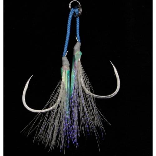 LAI Assist Hook Slow Jigging Hooks Sea Fishing Hooks Luminous Glow Double Hooks 1/0 2/0 3/0 4/0 High Carbon Steel Hooks