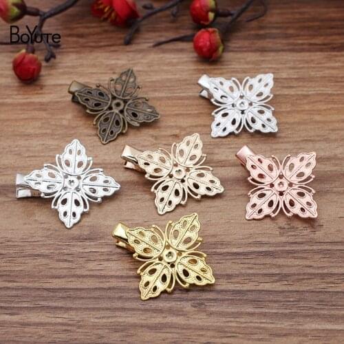 BoYuTe (20 Pieces/Lot) 25*25MM Brass Flower Hair Clips Vintage Hair Accessories Diy Handmade Materials