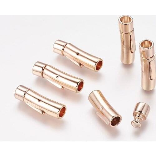 50Sets Wholesale Jewelry Findings Brass Bayonet Clasps, Easy to Use, Golden Color, 30x8mm, Hole: 6mm