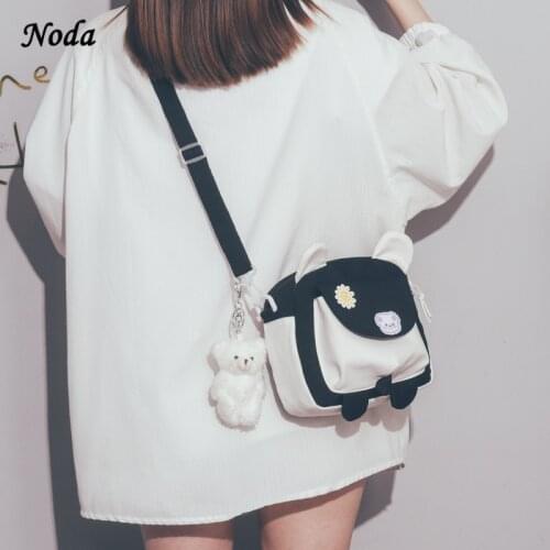 Summer Cute Small Bag 2021 New Trendy Wild Girl Messenger Bag Chic Harajuku Student Cartoon Canvas Bag