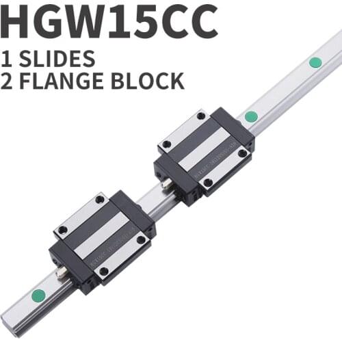 Linear guide 1 HGH15 HGR15 linear guide rail 15mm guideways rod set +2 pc slide bearing block HGW15CC for CNC parts