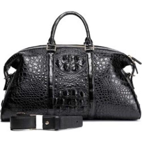 Ourui crocodile belly leather men bag Travel bag black Genuine leather handbag package male men handbag big bag