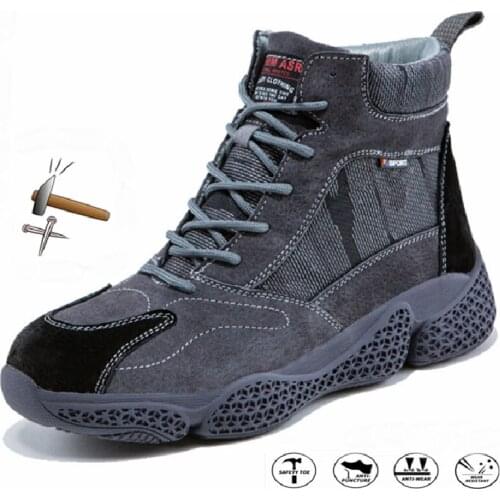 Men Work Shoes High Safety Shoes Indestructible Brand Designer Sneakers Men Steel Toe Shoes Non-slip Breathable Work Boots