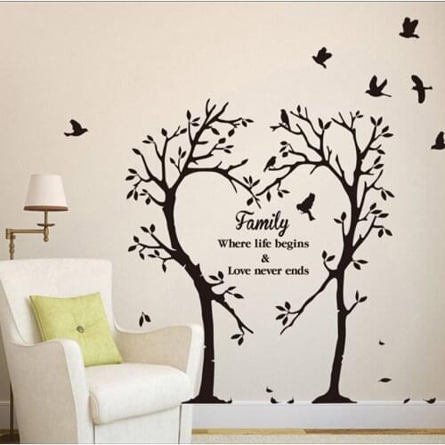 Love Tree Creative design Wall Sticker Flying Birds Art Decals Home Living Room Background Decals