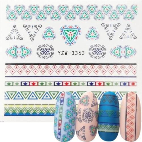 Water Transfer Nail Art Sticker 2021 New Designs Bohemian National Wind Decal Slider Wraps Tips Decor Decals DIY Manicure
