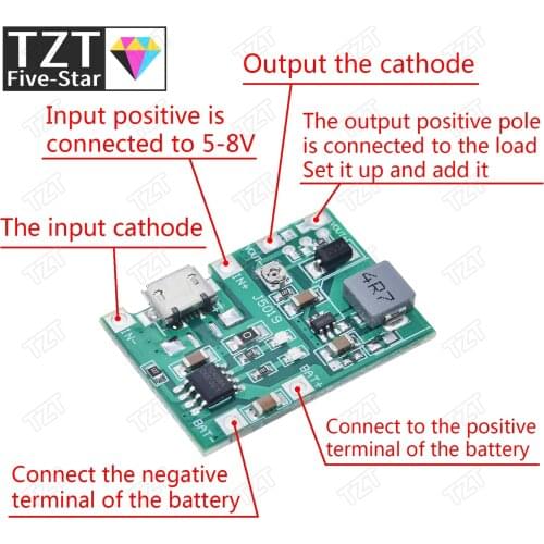 NEW Lithium Li-ion 18650 3.7V 4.2V Battery Charger Board DC-DC Step Up Boost Module TP4056 DIY Kit Parts For arduino